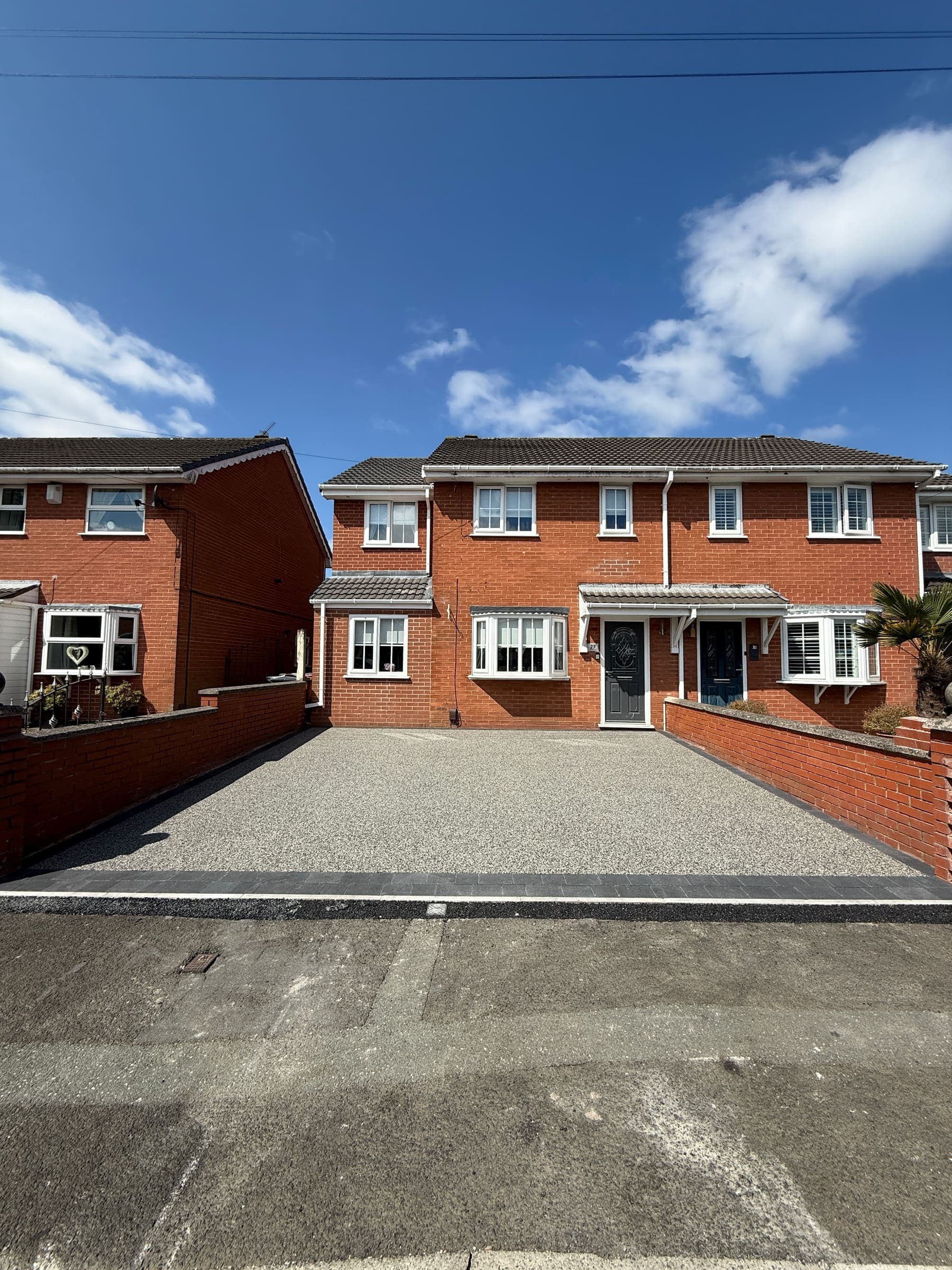 Resin driveway frontage on a row of Liverpool terraced houses